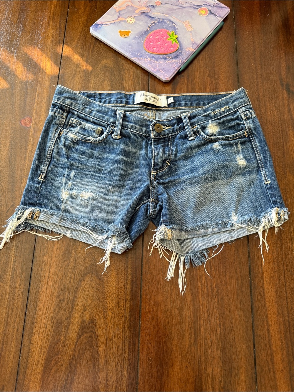 Abercrombie & Fitch Distressed Blue Denim Cutoff Shorts Size 0